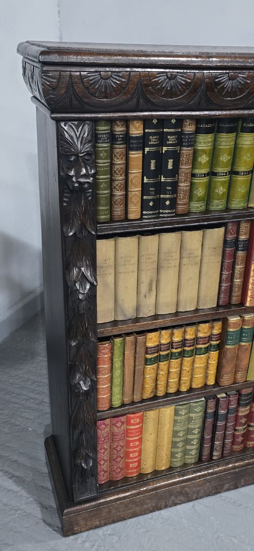 SUPER CARVED OAK OPEN ADJUSTABLE LIBRARY BOOKCASE - ADDITIONAL PHOTO 4