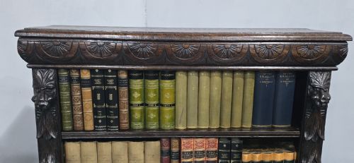 SUPER CARVED OAK OPEN ADJUSTABLE LIBRARY BOOKCASE - ADDITIONAL PHOTO 5