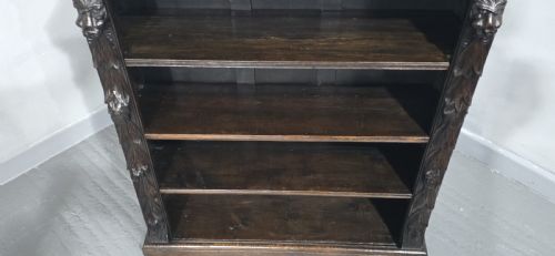 SUPER CARVED OAK OPEN ADJUSTABLE LIBRARY BOOKCASE - ADDITIONAL PHOTO 8