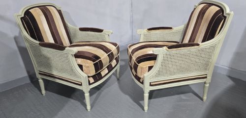 SUPER PAIR FRENCH BERGERE ARMCHAIRS - ADDITIONAL PHOTO 6