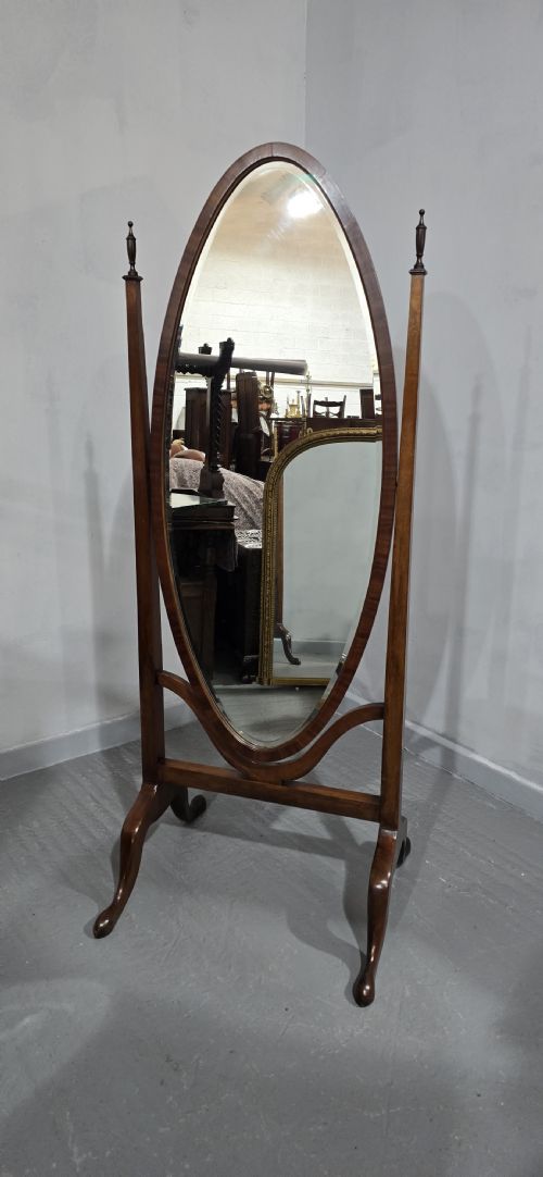 fig 1. Fine Mahogany Oval Cheval Mirror