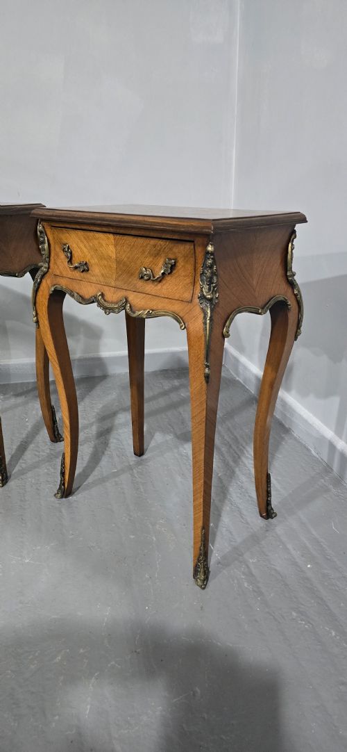 SUPER PAIR FRENCH BEDSIDE LAMP TABLES - ADDITIONAL PHOTO 1