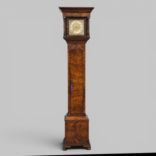 VERY PRETTY BURR WALNUT GRANDAUGHTER LONGCASE CLOCK
