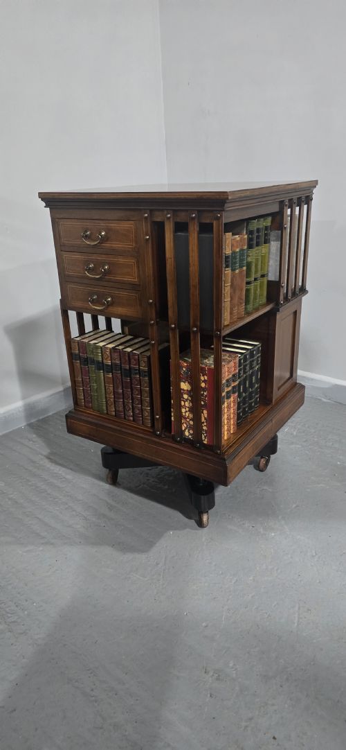 MAHOGANY REVOLVING BOOKCASE BY MAPLES - ADDITIONAL PHOTO 4