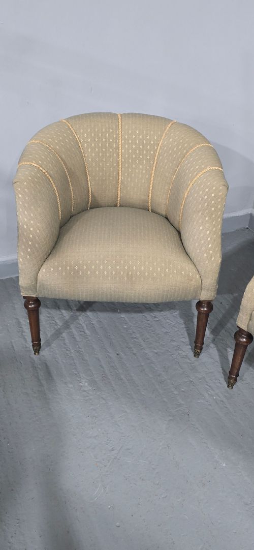 FINE PAIR FRENCH WALNUT TUB CHAIRS - ADDITIONAL PHOTO 4