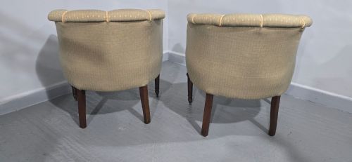 FINE PAIR FRENCH WALNUT TUB CHAIRS - ADDITIONAL PHOTO 9