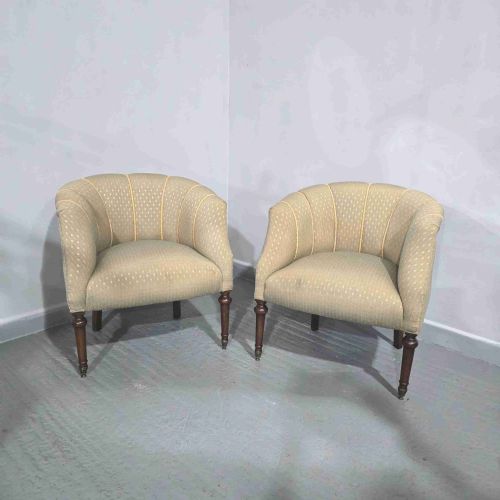 FINE PAIR FRENCH WALNUT TUB CHAIRS - ADDITIONAL PHOTO 1