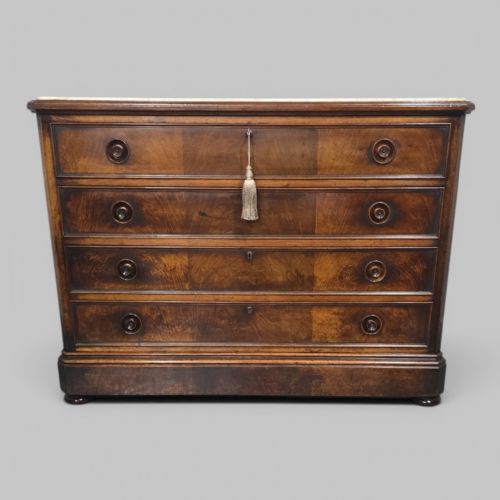 SUPERB FRENCH WALNUT COMMODE CHEST OF DRAWERS