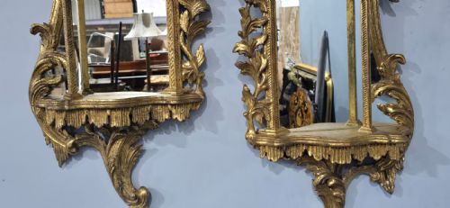 PAIR CHINESE CHIPPENDALE GILT WALL MIRRORS - ADDITIONAL PHOTO 6