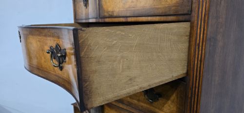 SUPERB SERPENTINE BURR WALNUT CHEST ON CHEST OF DRAWERS - ADDITIONAL PHOTO 8
