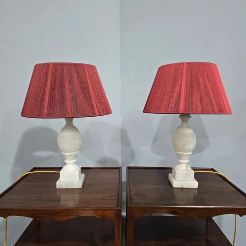 SUPER PAIR MARBLE TABLE LAMPS - ADDITIONAL PHOTO 1