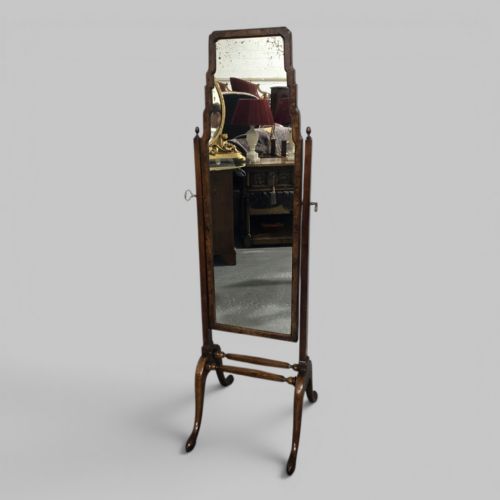 QUEEN ANNE WALNUT CHEVAL MIRROR