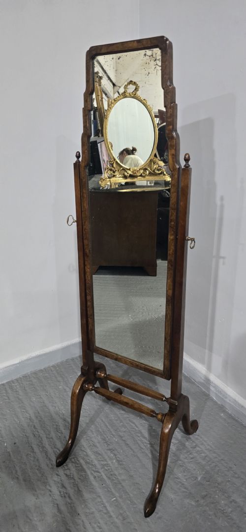 QUEEN ANNE WALNUT CHEVAL MIRROR - ADDITIONAL PHOTO 2
