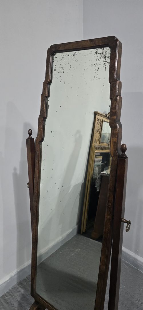 QUEEN ANNE WALNUT CHEVAL MIRROR - ADDITIONAL PHOTO 7
