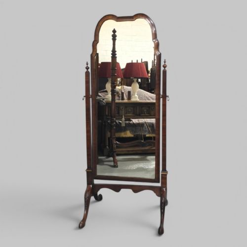 QUEEN ANNE WALNUT CHEVAL MIRROR