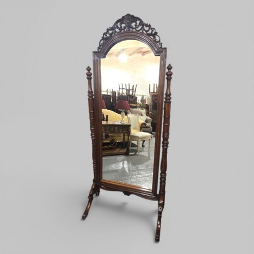SUPERB FRENCH MAHOGANY CHEVAL MIRROR