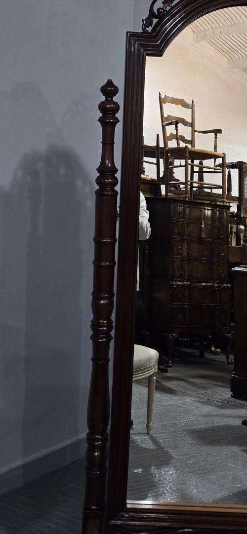 SUPERB FRENCH MAHOGANY CHEVAL MIRROR - ADDITIONAL PHOTO 4