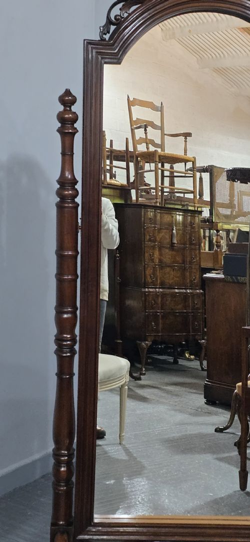 SUPERB FRENCH MAHOGANY CHEVAL MIRROR - ADDITIONAL PHOTO 6
