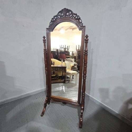 SUPERB FRENCH MAHOGANY CHEVAL MIRROR - ADDITIONAL PHOTO 1