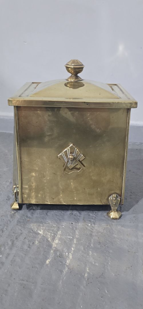 BRASS ART DECO COAL BIN - ADDITIONAL PHOTO 5
