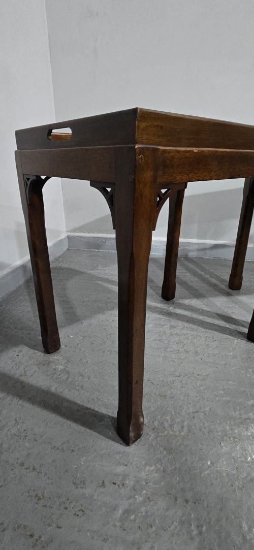 PAIR CHIPPENDALE MAHOGANY LAMP TABLES - ADDITIONAL PHOTO 7