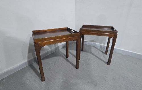 PAIR CHIPPENDALE MAHOGANY LAMP TABLES - ADDITIONAL PHOTO 9