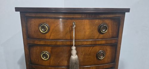 SUPERB REGENCY BOW FRONT TALL CHEST OF DRAWERS - ADDITIONAL PHOTO 3