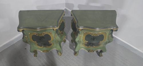 FINE PAIR FRENCH PAINTED BEDSIDE CHESTS OF DRAWERS - ADDITIONAL PHOTO 6