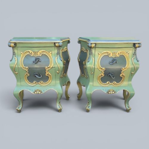 FINE PAIR FRENCH PAINTED BEDSIDE CHESTS OF DRAWERS - ADDITIONAL PHOTO 8