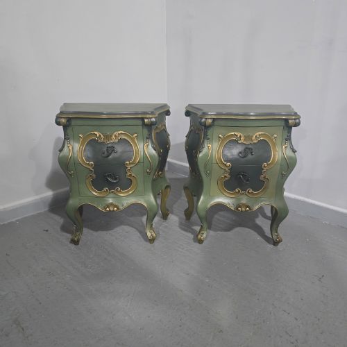 FINE PAIR FRENCH PAINTED BEDSIDE CHESTS OF DRAWERS - ADDITIONAL PHOTO 1