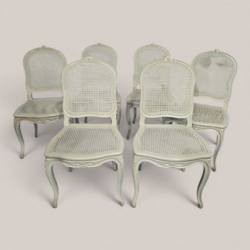 SET SIX FRENCH BERGERE DINING CHAIRS