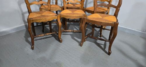 SET SIX FRENCH RUSTIC KITCHEN FARMHOUSE DINING CHAIRS - ADDITIONAL PHOTO 2