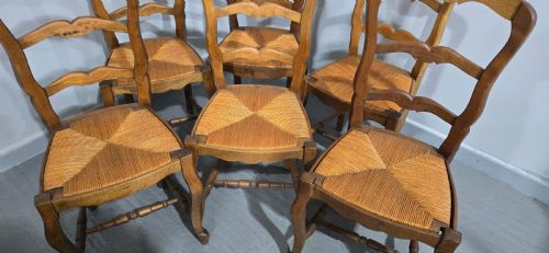 SET SIX FRENCH RUSTIC KITCHEN FARMHOUSE DINING CHAIRS - ADDITIONAL PHOTO 3