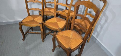 SET SIX FRENCH RUSTIC KITCHEN FARMHOUSE DINING CHAIRS - ADDITIONAL PHOTO 5