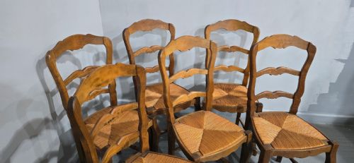 SET SIX FRENCH RUSTIC KITCHEN FARMHOUSE DINING CHAIRS - ADDITIONAL PHOTO 6