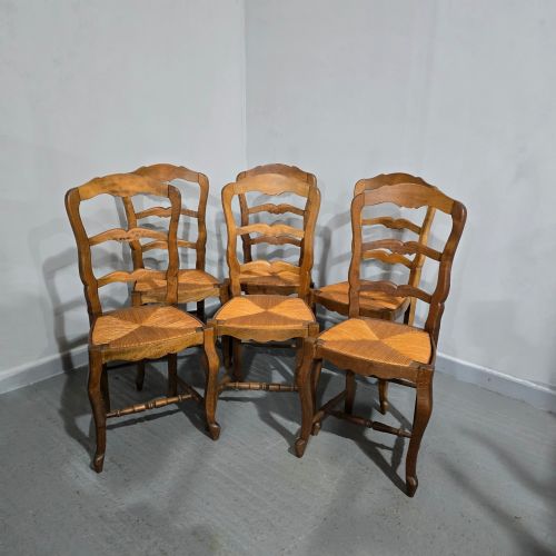SET SIX FRENCH RUSTIC KITCHEN FARMHOUSE DINING CHAIRS - ADDITIONAL PHOTO 1