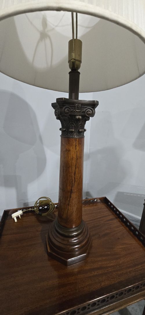 LARGE PAIR CORINTHIAN OAK LAMPS - ADDITIONAL PHOTO 1