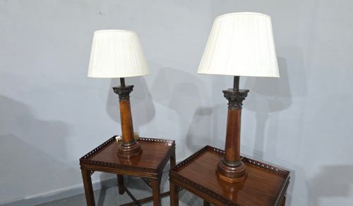 LARGE PAIR CORINTHIAN OAK LAMPS - ADDITIONAL PHOTO 6