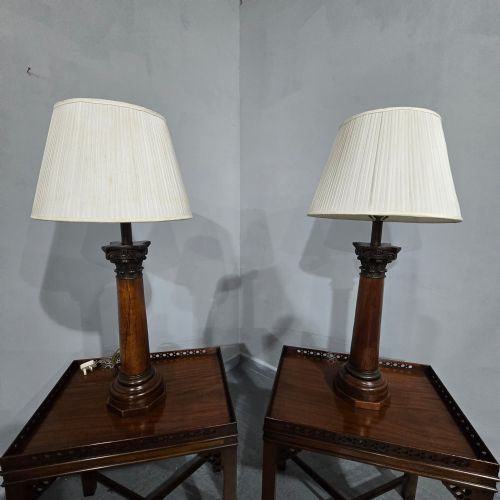 LARGE PAIR CORINTHIAN OAK LAMPS - ADDITIONAL PHOTO 8
