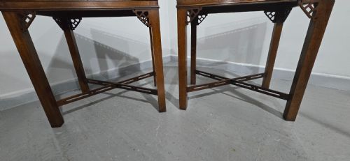 FINE PAIR MAHOGANY CHIPPENDALE SIDE LAMP TABLES - ADDITIONAL PHOTO 2