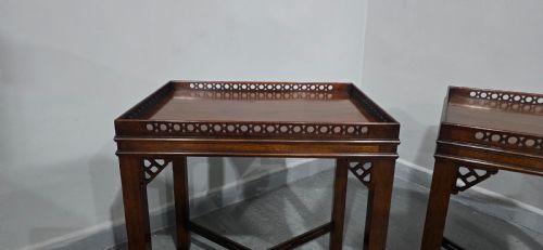 FINE PAIR MAHOGANY CHIPPENDALE SIDE LAMP TABLES - ADDITIONAL PHOTO 6