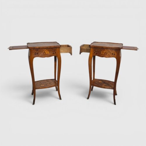 PAIR FRENCH MARQUETRY LAMP TABLES
