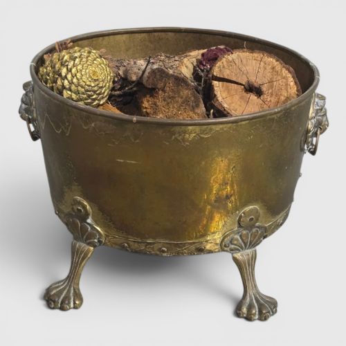 VERY GOOD BRASS LOG BIN