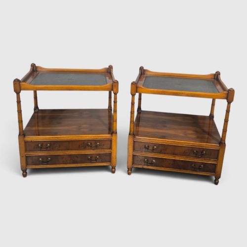 Excellent Pair Yew Lamp Tables