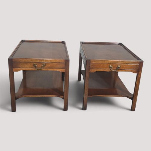 Pair Solid Mahogany Lamp End Tables