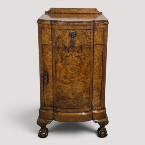Small Burr Walnut Queen Anne Side Cabinet