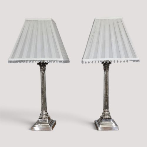 Top Quality Pair Silver Plated Table Lamps