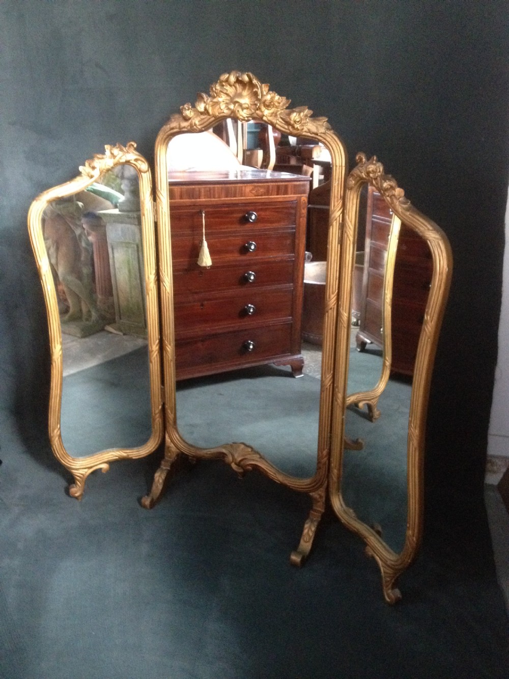 Large Giltwood Cheval Mirror