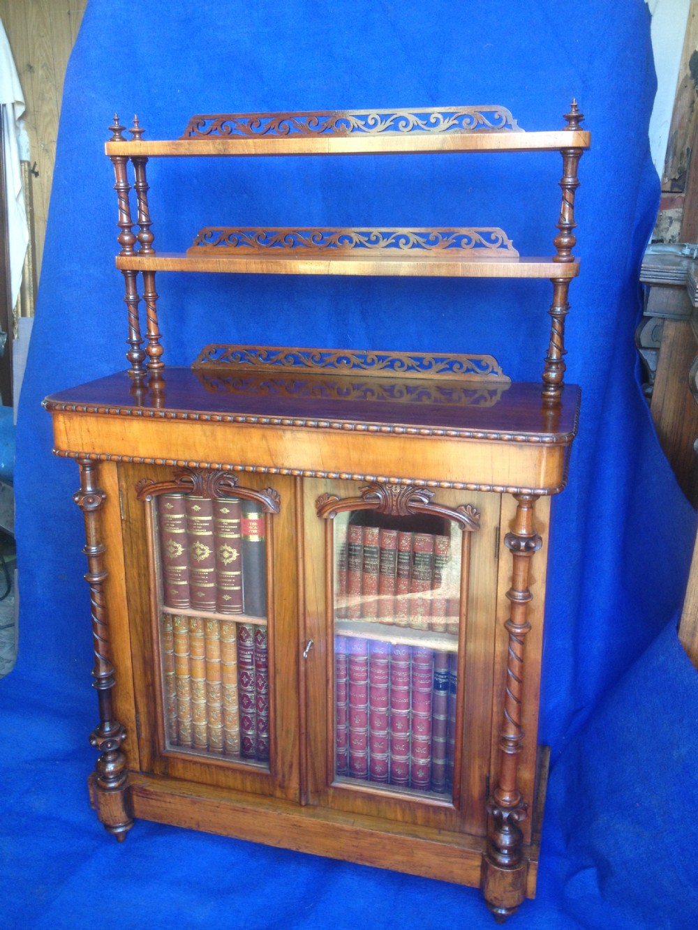 Very Pretty Walnut Chiffionere/Bookcase