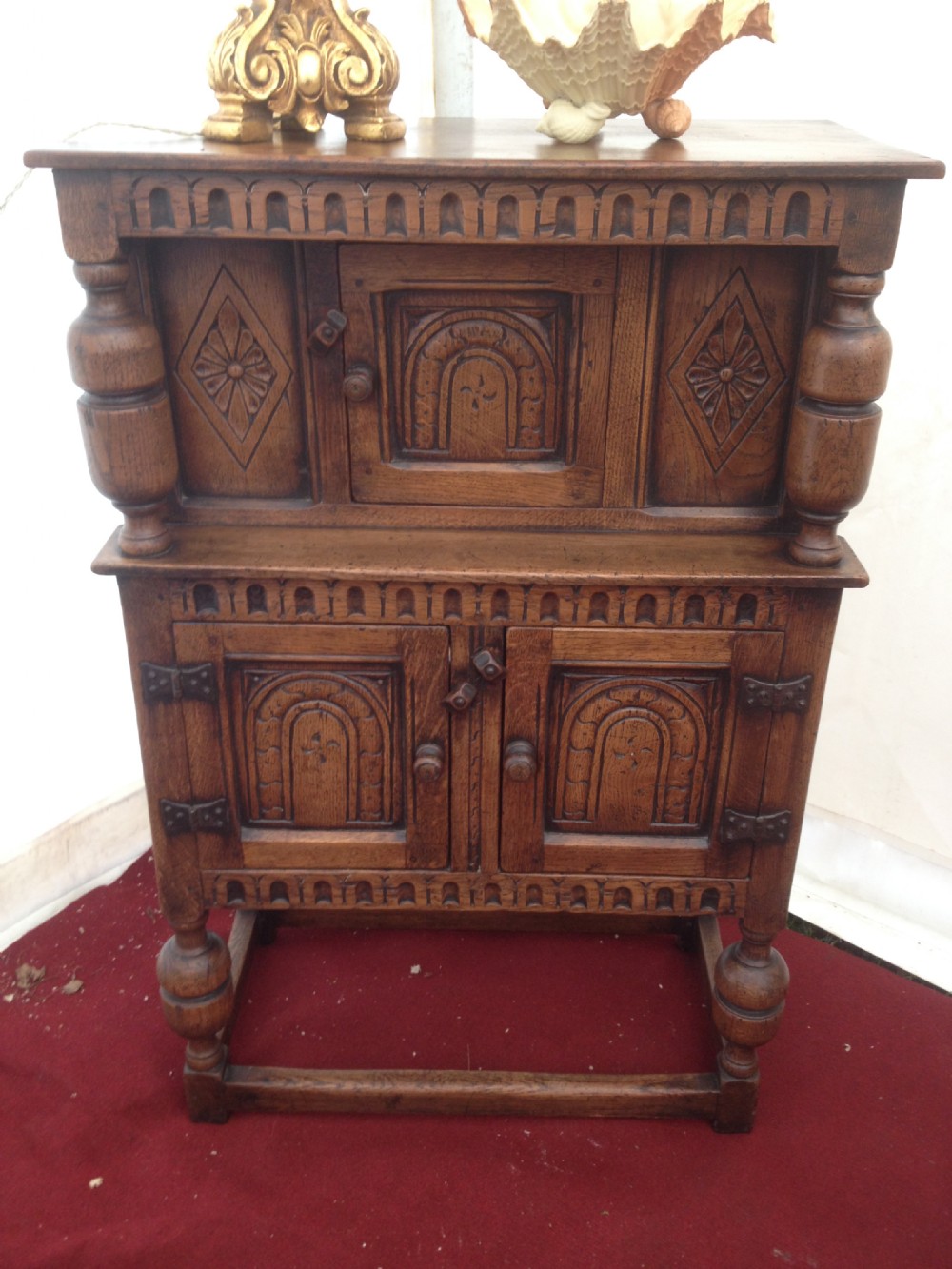 Miniature Ipswich Oak Court Cupboard 